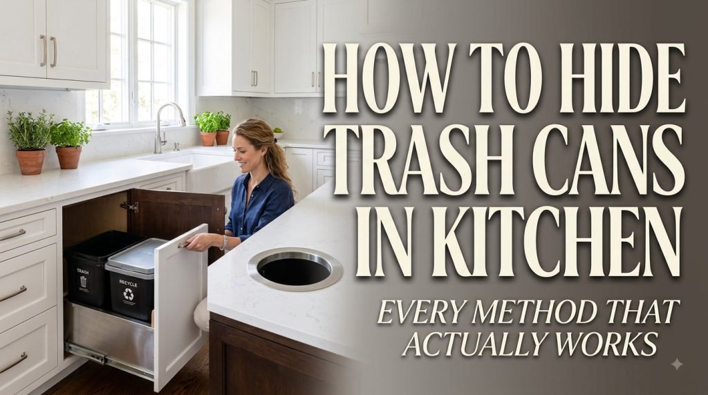 how to hide trrash cans in kitchen